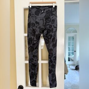 Lululemon Floral Black and Gray Leggings